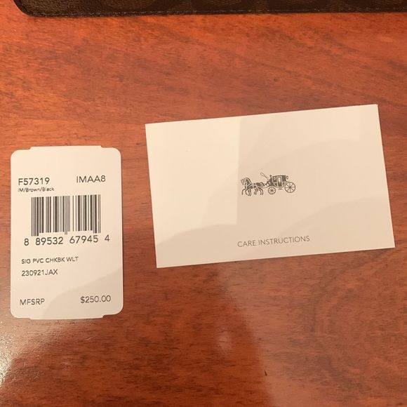 NWT authentic Coach Checkbook Wallet. Brown/black. New in the box. Matching purs - Picture 13 of 16